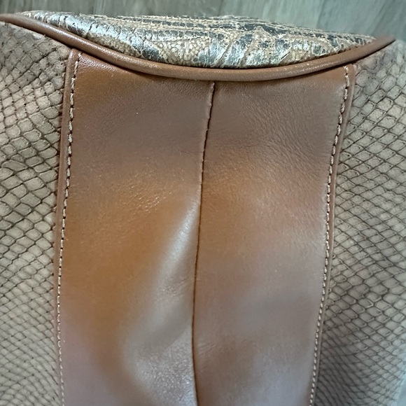 Donald j Pliner Hobo Suede Croc Leather Copper Handbag Purse - Picture 7 of 13